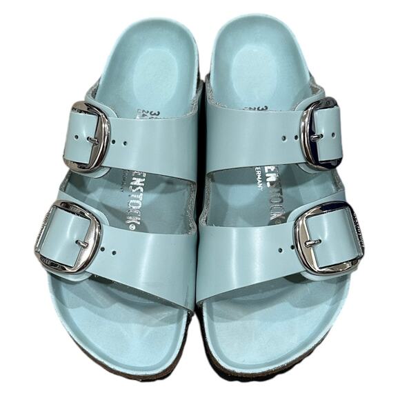 NIB Birkenstock Arizona Big Buckle Sandals High Shine Surf Green - Picture 5 of 6